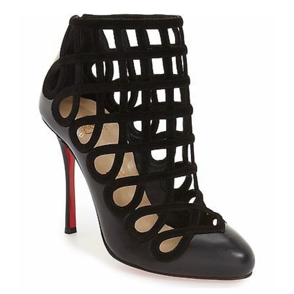 Christian Louboutin - Black Cajaboot 100 Cage Heel Pump Boots/ Booties